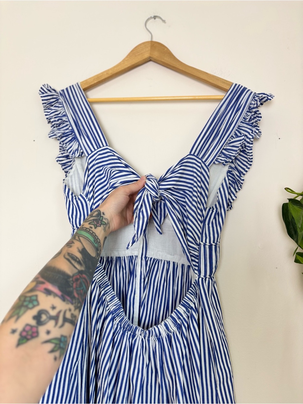 O.P.T. Stella Blue & White Stripe Midi Dress - Picture 8 of 8